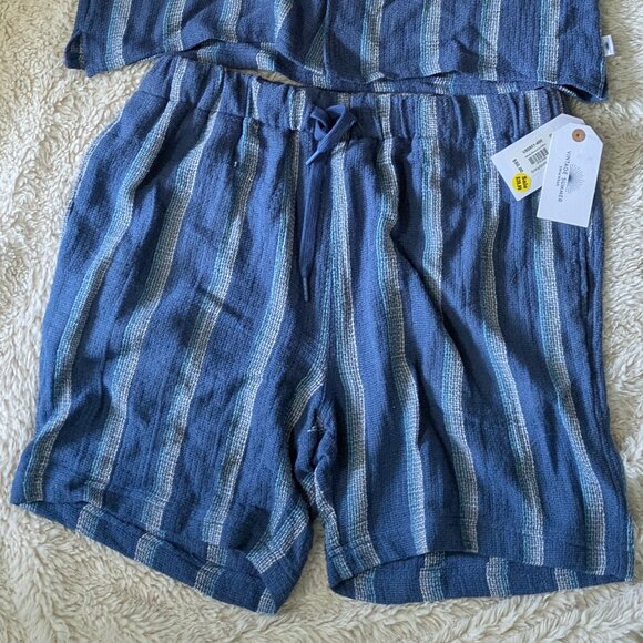 Men's Vintage Summer Set Blue Stripes Brand New NWT Buttons Pockets Drawstrings - Picture 12 of 12